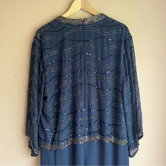 J Kara Navy Beaded Dress - NWT- Size 20W- with flutter sleeve - Picture 6 of 11
